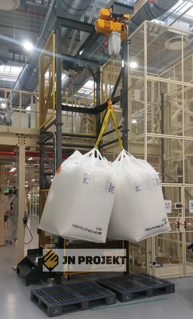 Stanowisko Big-Bag z wciągnikiem podczas próby obciążeniowej