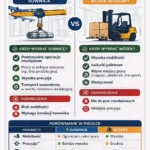 suwnica i wózek widłowy w hali produkcyjnej porównanie środków transportu wewnętrznego